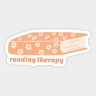 reading therapy orange/yellow cute book design with daisy flowers for readers Sticker